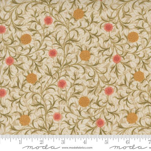 Morris Manor fabric: Scroll, Porcelain