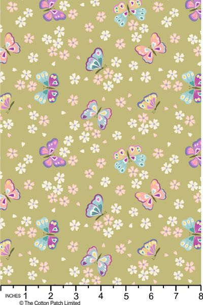 Spring Treats Fabric: Love Blooms Green (per 1/4 metre)