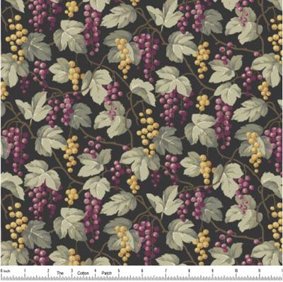 English Garden Fabric: Currants Licorice (per 1/4 metre)