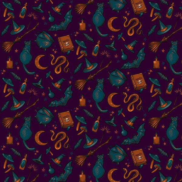 Halloween fabrics: Mystic Moonlight, Spells