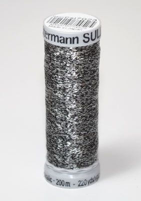 Gutermann Sulky Metallic Thread: Black/Silver 7023