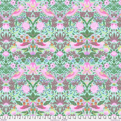 Kaffe Fassett x Morris & Co Fabric: Strawberry Thief Aqua