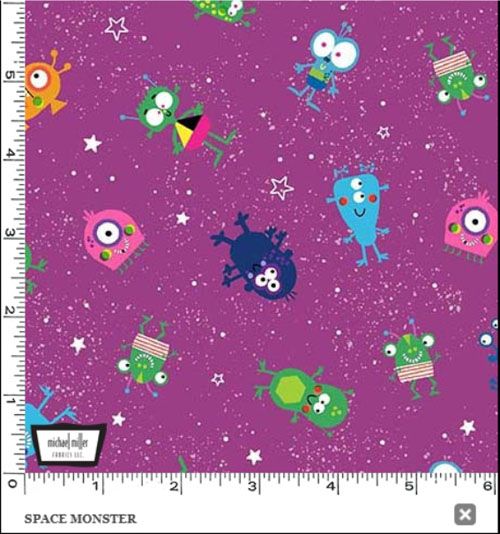 Lost In Space fabric: Space Monster, Purple