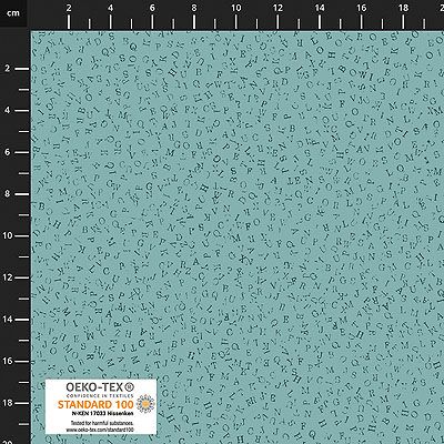 Quilters Coordinates fabric: Letters Turquoise (per 1/4 metre)