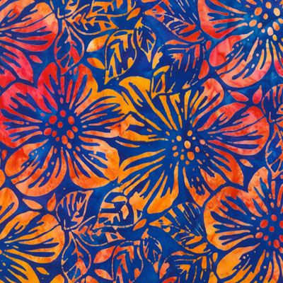 Floral Fantasy Batik: Large Floral Ocean (per 1/4 metre)