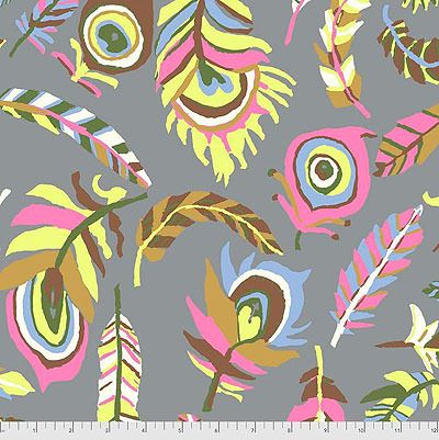 Kaffe Fassett Collective: Tickle My Fancy Grey (per 1/4 metre)