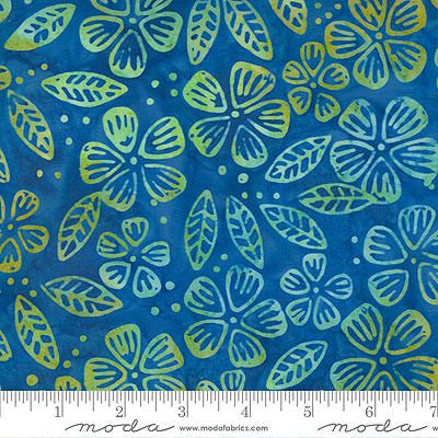 Bermuda Batiks fabric: Floral Azure (per 1/4 metre)