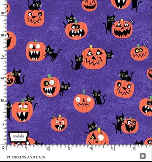 Haunted House fabric: Pumpkins and Cats