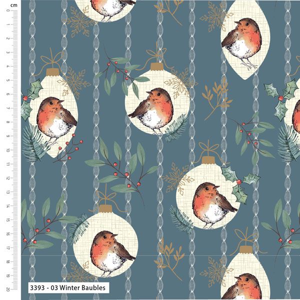 Little Red Robin fabric: Winter Baubles