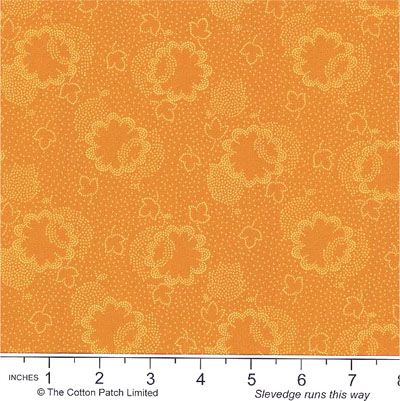 Dutch Heritage fabric: Two Tone Floral Leaf Caramel (per 1/4 metre)