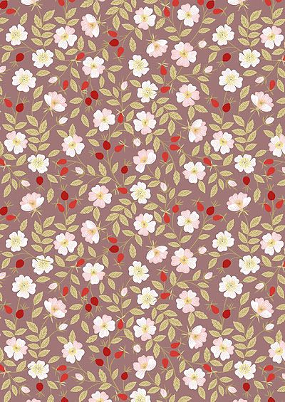 Evergreen fabric: Dog Rose Soft Brown Lewis & Irene