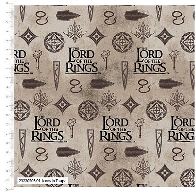 Lord of the Rings Fabric: Icons Taupe (per 1/4 metre)