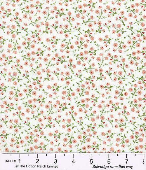 Juliette fabric, Small Floral, Coral