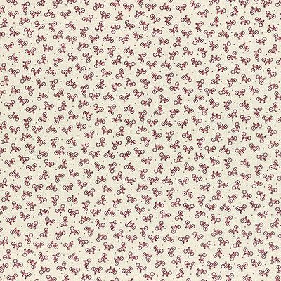 Lecien Country fabrics: Bicycles Maroon (per 1/4 metre)