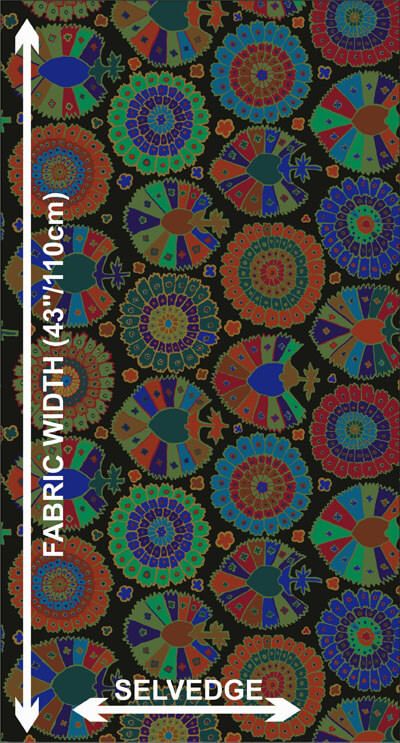 Kaffe Fassett Fabric Turkish Delight Black (per 1/4 metre)