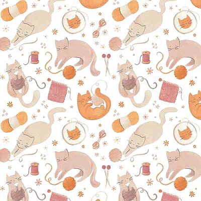 Smitten Kitten Fabric: Smitten Kittens White (per 1/4 metre)