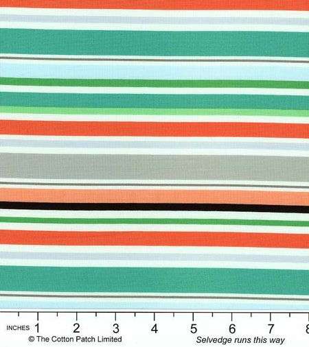 Simple Stripes fabric: Turquoise / Coral Stripes