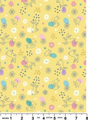 Spring Treats Fabric: Chicks and Bunnies yellow Lewis and Irene