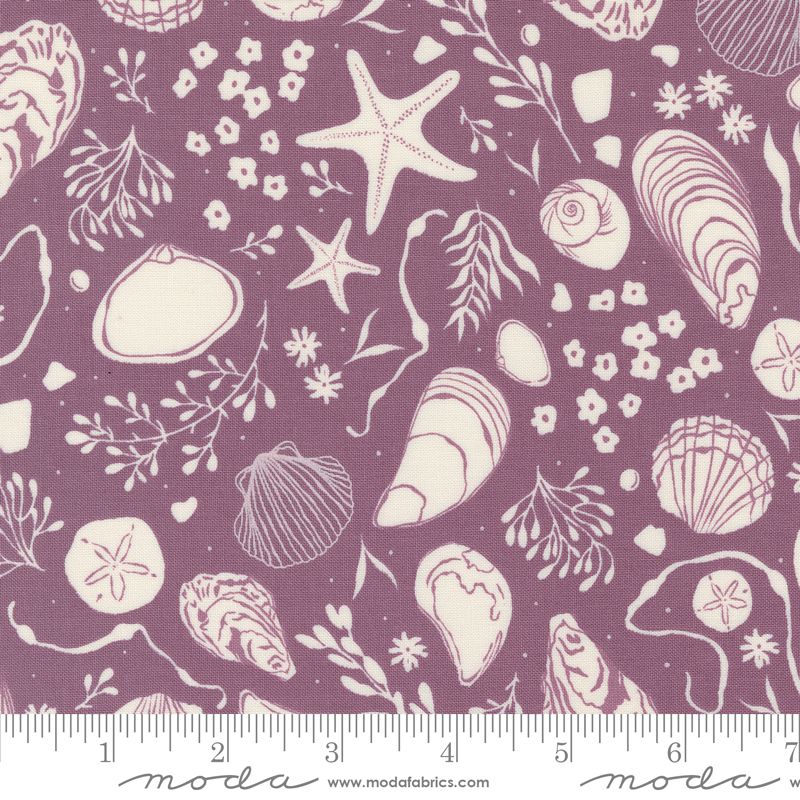 Seaglass Summer fabric: Tide Pool Novelty Shells, Beach Plum