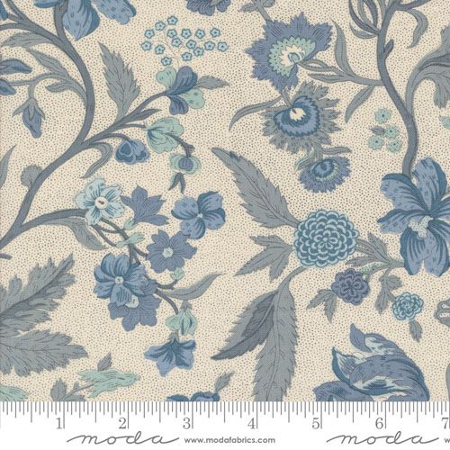 Sacre Bleu fabric: Parterre, Pearl French Blue