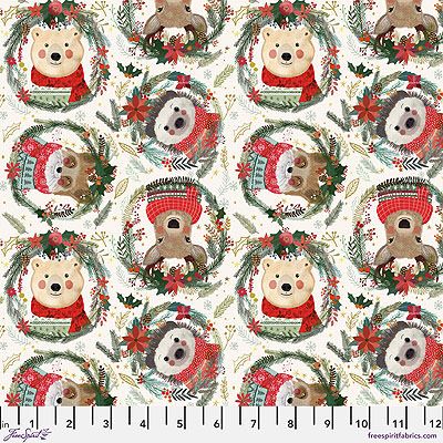 Christmas Squad fabric: Fuzzy Friends Ivory (per 1/4 metre)