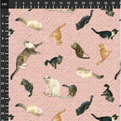 SophistiCats Fabric: Cats playing with yarn (per 1/4 metre)