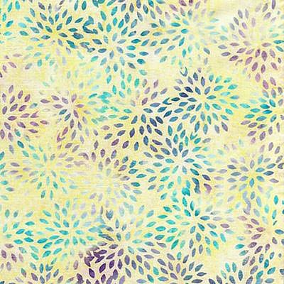 Island Batiks fabric: Flower Group Cool Waters (per 1/4 metre)