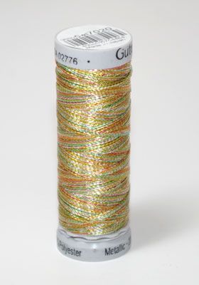 Gutermann Sulky Metallic Thread: Gold/Turquoise/Pink