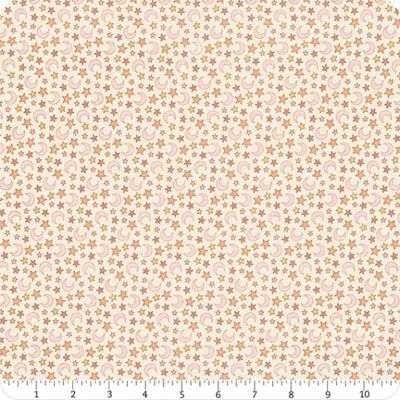 Halloween fabric: Moon and Stars Peach (per 1/4 metre)