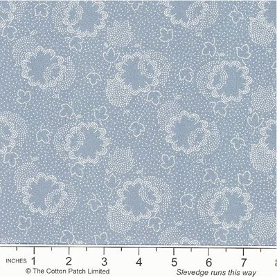 Dutch Heritage fabric: Two Tone Floral Leaf Chambray (per 1/4 metre)