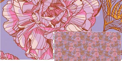 Anna Maria Horner Extra Wide Quilt Back Fabric: Peony Heather (per 1/4 metre)