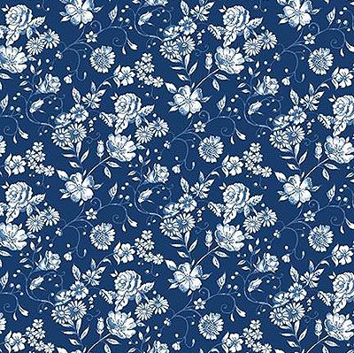 Classic Blue Fabric: Small Floral Navy (per 1/4 metre)