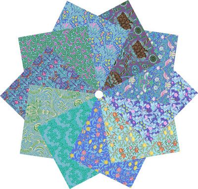 Kaffe Fassett x Morris & Co Blue Fat Quarter Pack