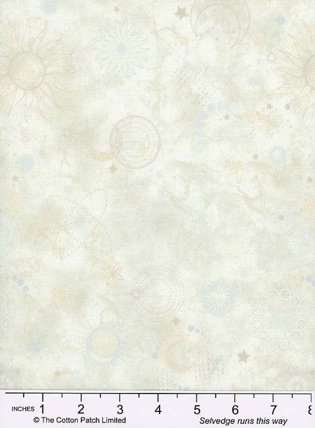 Celestials fabric: Lunar Symbols, Cream