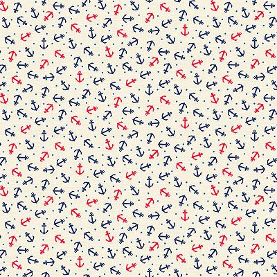 Nautical Fabric: Anchors Sand (per 1/4 metre)