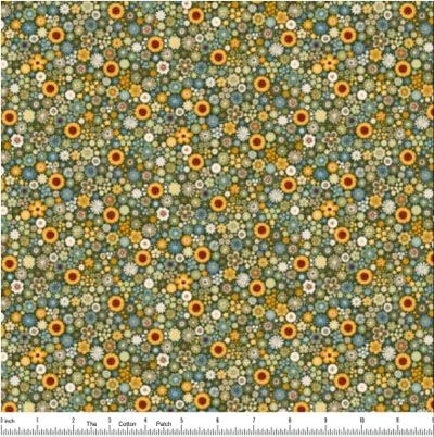 Autumn Days Fabric Mini Floral Green (per 1/4 metre)