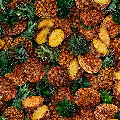 Dan Morris Fresh fabric: Pineapples Black (per 1/4 metre)