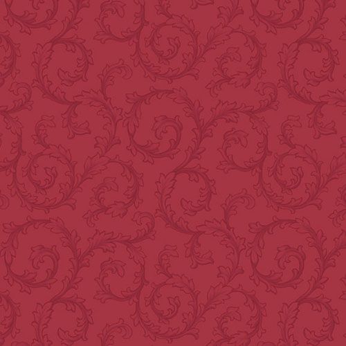 Midnight Meadow fabric: Scroll, Red