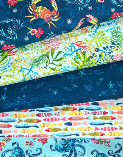 Blooming Ocean fabrics: Fat Quarter Bundle