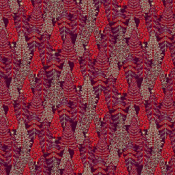 Enchanted Christmas fabric: Forest Red