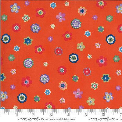 Lulu Fabric: Flowers Clementine (per 1/4 metre)