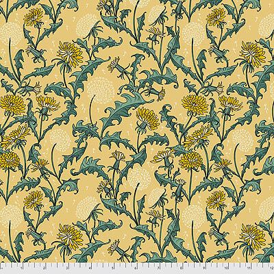 Forest Floor fabric: Small Dandelions Yellow (per 1/4 metre)