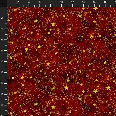 Christmas Wonders fabric: Gold Stars on red