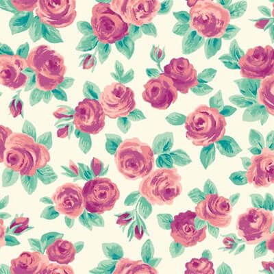 Flower Show Summer Fabric: Ascot Rose Cream (per 1/4 metre)