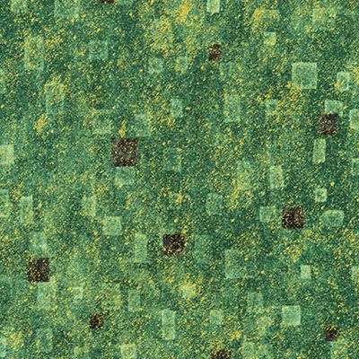 Gustav Klimt fabric: Green Metallic Squares