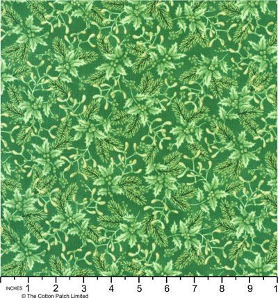 Holiday Flourish, Festive Finery fabric: Mistletoe and Holly, Pine