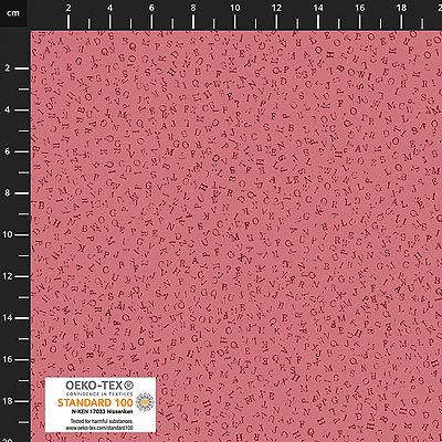 Quilters Coordinates fabric: Letters Coral (per 1/4 metre)