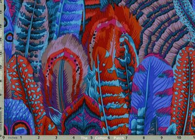 Philip Jacobs Fabric Feathers Turquoise (per 1/4 metre)