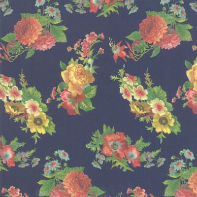 Flea Market Mix Fabric: Blooms Indigo (per 1/4 metre)