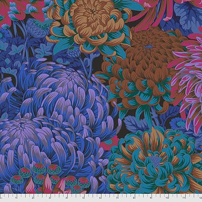 Kaffe Fassett Collective: Hokusai's Mums Dark (per 1/4 metre)